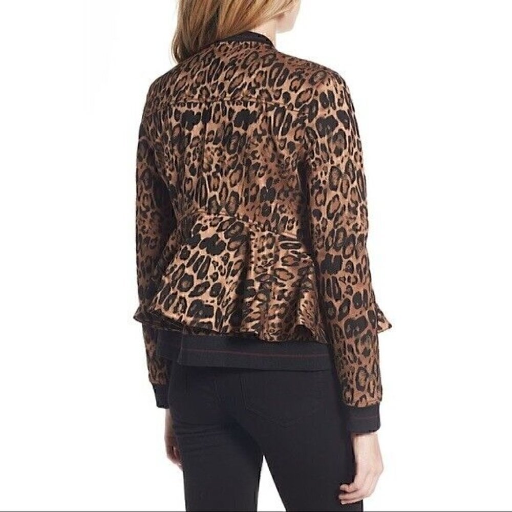 Trouve Jacket Size XS Women's Leopard Print Peplum Long Sleeve Shades Of Brown - Picture 3 of 8